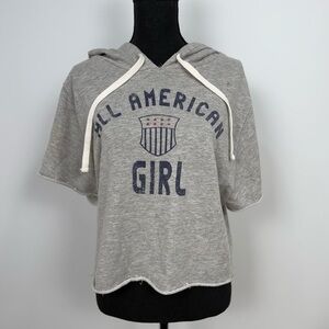 Gray Cropped Hoodie - All American Girl